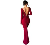 Tinbarry Robe de Soirée Longue Femme à Bretelles Spaghetti Dos Nu Moulante Maxi Sans Manches D'été élégante Portefeuille Cocktail Party Dress