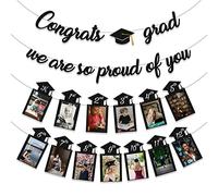 Tinbax Décorations de remise de diplôme - Fournitures de fête pour la classe de 2025 - Congrats Grad, We are So Proud of You et bannière photo de remise de diplôme de la maternelle à la 12e année