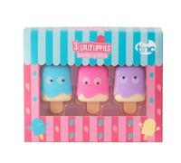 Tinc Boîte de 3 baumes à lèvres hydratants parfumés pour enfants - Bonbons, Vanille et Rose - pour sac de fête - Forme de sucettes (rose) - 10,5 g