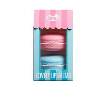 Tinc - Duo de Baumes à Lèvres Macarons Gourmands - Soins Hydratants aux Parfums Vanille et Fraise - Accessoire Beauté Ludique pour Sac à Main - Bleu et Rose - Lot de 2