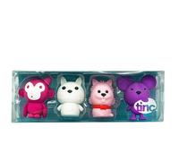 Tinc - Gommes Animaux - Coffret de Figurines Multicolores à Collectionner pour l'École et le Dessin - Papeterie Créative - Cadeau Enfant - Assorti - Lot de 4