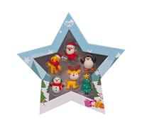 Tinc, Gommes de Noël, En Forme D'Étoile, Lot de 6, Couleurs Festives, Accessoires de Bureau Créatifs, Cadeaux pour Enfants, Fournitures Scolaires Originales, Décoration de Bureau