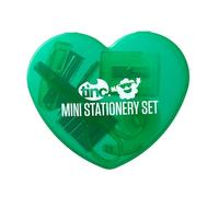 Tinc - Kit de Papeterie Mini Cœur - Ensemble avec Mini Agrafeuse Dévidoir de Ruban Adhésif Ciseaux et Taille-crayon - Fournitures de Bureau Compactes pour École et Maison - Vert