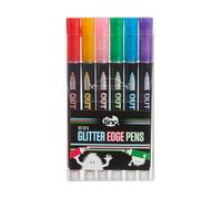 Tinc - Stylos Gel Contour Pailleté - Lot de 6 Marqueurs à Encre Argentée Scintillante avec Bordure Colorée - Accessoire de Papeterie Créative pour Dessin et École - Multicolore - Lot de 6