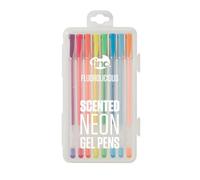 Tinc - Stylos Gel Néon Parfumés Fluorolicious - Lot de 8 Couleurs Fluorescentes avec Encre Fluide - Accessoire de Papeterie Créative pour Dessin et École - Étui de Transport - Multicolore - Lot de 8