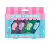 Tinc - Surligneurs Parfumés Sweetie - Marqueurs en Forme de Confiseries avec Étui de Transport Zippé - Accessoire de Papeterie Créative pour École et Bureau - Multicolore - Lot de 4