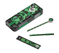 Tinc - Trousse d'École à Compartiments Hugga - Coffret Rigide Pop Out avec Taille-Crayon Intégré Stylo Bille Crayon à Papier et Règle - Organisation Scolaire pour Enfant - Vert