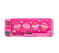 Trousse d'école à compartiments pop-out Tinc - Rose, comprenant un crayon avec une gomme, un stylo à bille et une règle de 15 cm - Compartiments secrets avec bouton poussoir (SNPCMAPK)