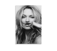 TINCHEW Kate Moss, moustache, noir et blanc, affiche photographique, peinture d'œuvres d'art cool, impressions d'art mural, décoration d'intérieur, idée cadeau 20 x 30 cm