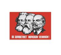 TINCHEW Marx Affiche d'œuvres d'art sur toile de propagande soviétique Engels Lénine - Décoration murale d'intérieur moderne - 50 x 75 cm