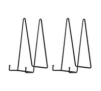 Tincogo Chevalets Porte-Assiette en Métal - Support de Table pour Grandes Assiettes Décoratives - Présentoir pour Plaque, Tableaux, Livre de Recette ou Art - Lot de 2 - Hauteur 25,6 cm - Noir