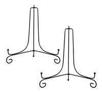 Tincogo Chevalets Porte-Assiettes Décoratives en Métal - Lot de 2 Présentoirs pour Cadres Photo, Plaques et Oeuvres d’art - Hauteur 25 cm - Noir