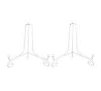 Tincogo Lot de 2 Blanche Métal chevalets Porte Assiette Présentoirs Décoratifs en pour Photo, Cadres pour Image, Livres de Cuisine, Assiettes décoratives, Tableaux et pièces d’Art,8 Pouces