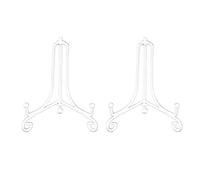 Tincogo Lot de 2 Blanche Métal chevalets Porte Assiette Présentoirs Décoratifs en pour Photo, Cadres pour Image, Livres de Cuisine, Assiettes décoratives, Tableaux et pièces d’Art,4 Pouces