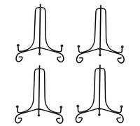 Tincogo Lot de 4 présentoirs en fer style chevalet pour photos, livres de cuisine, assiettes décoratives, tableaux et pièces d’art Noir 20,3 cm