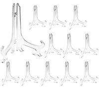 Tincogo Mini Supports d'Affichage en Plastique - Lot de 12 Petits Chevalets Présentoirs pour Cartes, Photos et Biscuits - Hauteur 7,5 cm (3 pouces) - Transparent