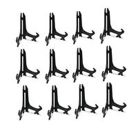 Tincogo Mini Supports d'Affichage en Plastique - Lot de 12 Petits Chevalets Présentoirs pour Cartes, Photos et Biscuits - Hauteur 7,5 cm (3 pouces) - Noir