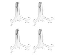 Tincogo Supports pour Assiettes en Plastique - Lot de 4 Grands Chevalets Présentoirs pour Assiettes Décoratives, Cadres Photos, Plaques et Livres - Hauteur 30 cm (12 pouces) - Transparent