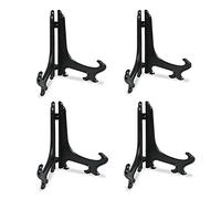 Tincogo Supports pour Assiettes en Plastique - Lot de 4 Grands Chevalets Présentoirs pour Assiettes Décoratives, Cadres Photos, Plaques et Livres - Hauteur 30 cm (12 pouces) - Noir