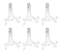 Tincogo Supports pour Assiettes en Plastique - Lot de 6 Chevalets Présentoirs pour Assiettes Décoratives, Cadres Photos, Plaques et Livres - Hauteur 20 cm (8 pouces) - Transparent