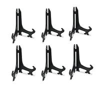 Tincogo Supports pour Assiettes en Plastique - Lot de 6 Grands Chevalets Présentoirs pour Assiettes Décoratives, Cadres Photos, Plaques et Livres - Hauteur 25 cm (10 pouces) - Noir