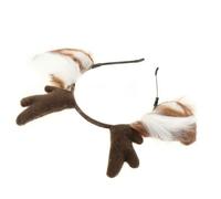TINEASUR 1 Pc -tête Oreille Corne De Cerf Bandeaux Accessoires Pour Cheveux Costume De Bois Rubans De Cheveux Coiffe De Fête Cerceau De Cheveux D'oreille Polaire Blanche En Tissu