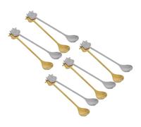 TINEASUR 10pièces Cuillères Café Inox Cartoon Vache Cuillères Dessert Thé Glace Mixage Or Argent Ustensiles Cuisine Inox Cadeau Original