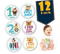 TINEASUR 12 Pièces Autocollants Mensuels Pour Garçon Fille Étapes Importantes Pour Garçon Fille Nourrisson Ventre De Créatifs Mois Lot