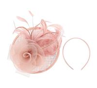 TINEASUR 1ensemble Chapeau Fascinator Avec Plumes Et Voile Pour Femme Accessoire Élégant Pour Mariages Fêtes Et Tea Parties Style Vintage Et Raffiné Nude