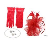 TINEASUR 1ensemble Fascinator Chapeau Avec Voile Et Accessoires Perles Pour Femmes Ensemble Élégant Pour Tea Party Mariage Événements Spéciaux