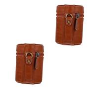 TINEASUR 2 Pièces à Lentilles Appareil Photo Numérique Organisateur De pour Fourre-Tout Pochette pour Objectif Reflex Numérique Étui pour Photo Film Trousse Caméra Brown PU