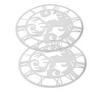 TINEASUR 2 Pièces Horloges Murales Décoratives Acrylique Argenté avec Chiffres Romains et Motif Cerf Surface Miroir Auto Adhésive Pendules Rondes pour Salon Chambre et Hall Dhôtel Ambiance