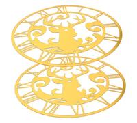 TINEASUR 2 Pièces Round Acrylic Mirror Wall Clock Stickers With Roman Numerals And Reindeer Design Self Adhesive Decor For Living Bedroom Office And Hotel