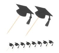 TINEASUR 24 Pièces Décorations Gâteau Remise Diplôme Chapeaux Noirs pour Gâteau Topper Inserts pour de Graduation et Célébrations Scolaires Décorations Anniversaire et Souvenirs