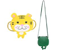 TINEASUR 2pièces Cartable PU pour Garçon Fille Bandoulière Forme De Grenouille Et Tigre Mignons Et Pratiques pour Petits Objets pour Sorties Voyages