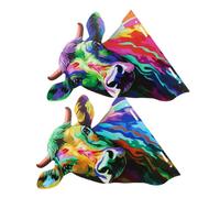 TINEASUR 2pièces Décoration Murale Métallique Tête De Vache De Art Mural Pour Salon Bureau Jardin Élégante Et Colorée