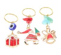TINEASUR 3 Pièces Anneaux De Cheveux Tressés De Noël Charmes De Fabrication De Bijoux Remplisseur De De De Noël Charme De Voiture De Noël Porte-clés Père Noël Alliage