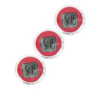 TINEASUR 3 pièces Horloge Numérique Étanche pour Moto Mini Montre Auto Abs Affichage Précis pour Guidon Voiture et Vélo Autocollant Double Face Rouge