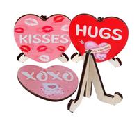 TINEASUR 3 Pièces Saint Valentin Deuil Bougie Cœur Fiançailles Décoration Faire La Fête Pétale Signes De Table Salle Maison Signe De Table en Forme De Coeur Coeurs De Bois en Bois