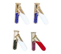 TINEASUR 4 Pièces Broche Bécher Chimie Alliage Métallique avec Cristaux Insigne Laboratoire Original pour Scientifiques et Étudiants Clips Faciles à Porter Couleur Couleur Aléatoire