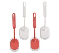 TINEASUR 4 pièces Brosse de Nettoyage à Long Manche Éponge Lot de Rouge Foncé Blanc Brosse Pratique et Légère pour Salle de Bain Mur Sol et Bain Résistance à Usure et Forte Puissance de