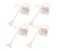 TINEASUR 4 Pièces Lampadaire Vintage Blanc pour Maison de Poupée Éclairage, Facile à Installer, en Abs, pour Décor de Village de Vacances et Maquettes de Ruelles
