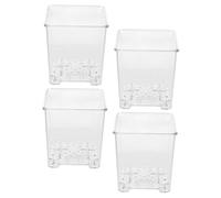TINEASUR 4 pièces Lot de Pots à Orchidées Acrylique Transparent Petits Pots Carrés Respirants pour Culture Intérieure et Extérieure Supports Pratiques pour Fleurs et Orchidées