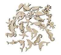 TINEASUR 50 Pièces de Découpes en Bois Brut Animaux Marins 50pcs Tranches de Bois à Peindre pour Bricolage DIY Garçon et Filles Matériel Artisanal Non Traité Décoration Fête et Projets