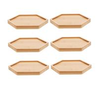 TINEASUR 6 Pièces Hexagonal Bamboo Plant Saucer Set Drainage Tray and Planter Coaster for Indoor Succulent Bonsai and Micro Landscape Pots Lightweight Decorative Base