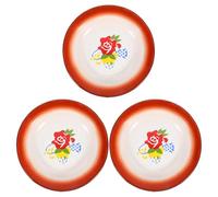 TINEASUR Assiette Vintage en Émail Rouge 3pcs pour Servir Fruits et Snacks, Style Chinois Rétro, pour Pique-niques ou Bar, Vaisselle Multifonctionnelle