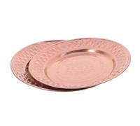 TINEASUR Assiettes à Dessert Rondes en Acier Inoxydable 2pcs, Plateau Vintage Décoratif Finition Élégante, Facile à Nettoyer et Usage Polyvalent