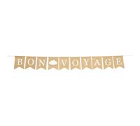 TINEASUR Bannière et Voyage en Toile de Jute Rustique Décoration de Fête Naturelle Solution Anti-effilochage Couleur Kaki pour Thème Voyage
