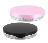 TINEASUR Boîte de Rangement pour Houppette de Poudre 2 Sets avec Miroir et Filet Élastique, Boîte Compacte en PP Pratique pour Voyage et Usage Familial