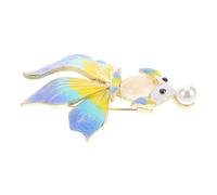 TINEASUR Broche Poisson Émail Épingles Métal Avec Fausses Perles Dégradé De Couleurs Bijoux Pour Colliers Et Chemises